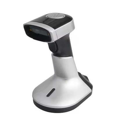 Scanner de códigos de barras Bluetooth sem fio para dispositivos móveis 2D QR Code Reader com suporte de carregamento